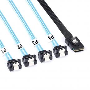 Internal mini SAS 36PIN(SFF8087) TO 4xSATA 7PIN female with latch 90 degree Breakout Cable