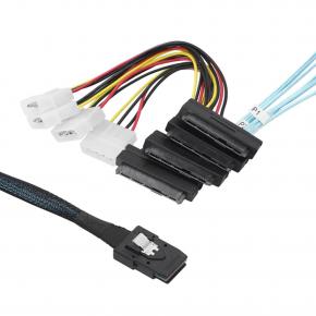 Mini SAS SFF-8087 to SFF-8482 with 4X Molex Power Connectors for Raid Controller to Hard Drive cable