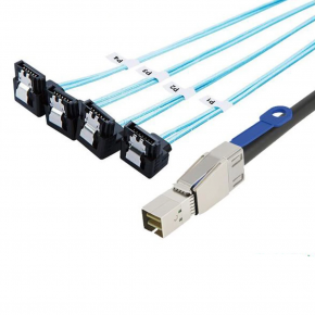 Mini SAS HD SFF-8644 to 4 SATA 7P female 90 degree Server Raid cable